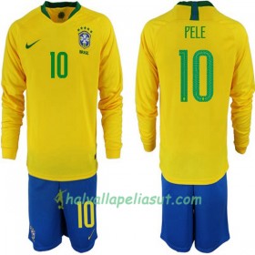 Jalkapallo Pelipaidat Brasilia Pele 10 Lasten World Cup 2018 Kotipaita Pitkähihainen